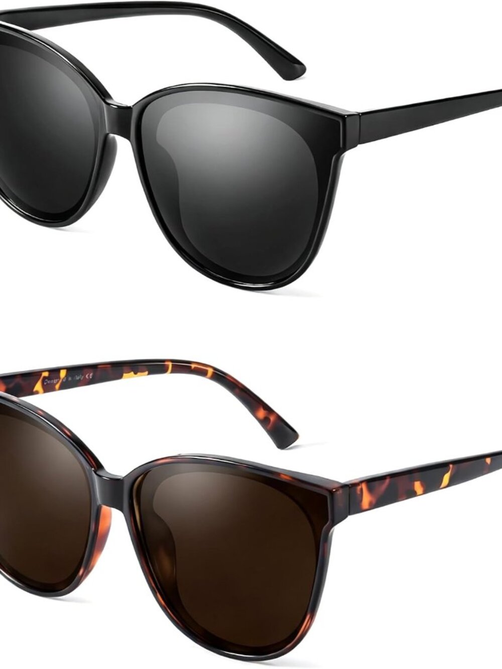 Chic Oversized Cat Eye Sunglasses - Polarized UV400 Protection Duo Pack